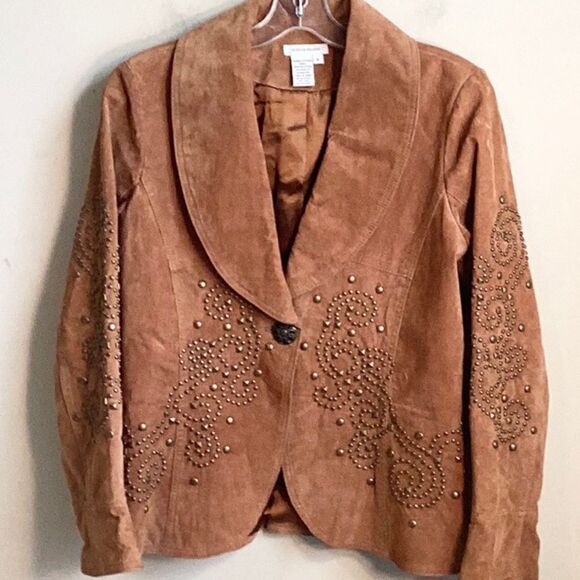 Boston Proper Leather Studded Jacket 6 - Picture 1 of 5
